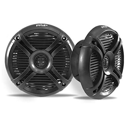  Pyle PLMRX68LEB 6.5 Inch 500 Watt Marine Boat LED Light Black Speakers, 4 Pack