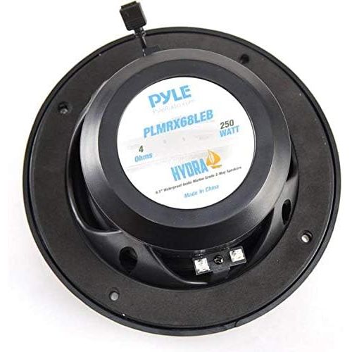  Pyle PLMRX68LEB 6.5 Inch 500 Watt Marine Boat LED Light Black Speakers, 4 Pack