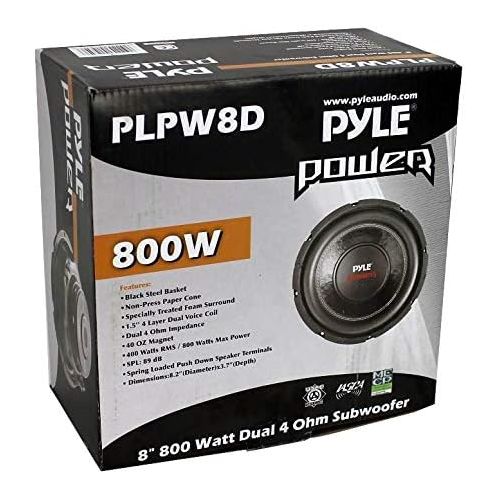  Pyle 8 1600W DVC 4-Ohm Car Audio Subwoofer Speaker Set, 2pk PLPW8D