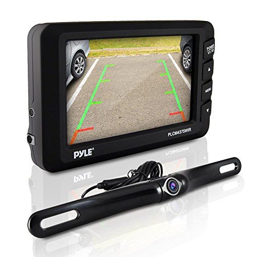  Wireless Rear View Backup Camera - 4.3” LCD Monitor Built-in Distance Scale Lines Parking/Reverse Assist w/Adjustable Slim Bar Cam Marine Grade Waterproof Night Vision LEDs - Pyle