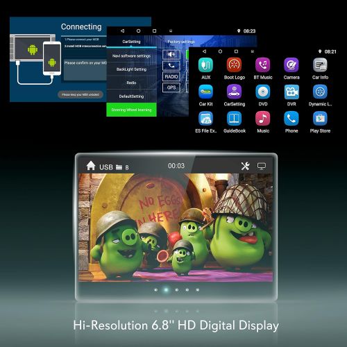  Pyle Car Stereo Receiver System - Double DIN Android Touch Screen Digital LCD Monitor with Backup Cam, USB, Bluetooth & GPS Navigation - CD DVD Player, Play MP3, AM FM Radio with R