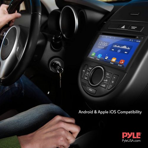  Pyle Car Stereo Receiver System - Double DIN Android Touch Screen Digital LCD Monitor with Backup Cam, USB, Bluetooth & GPS Navigation - CD DVD Player, Play MP3, AM FM Radio with R