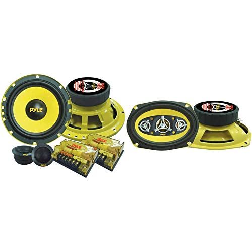  Pyle 2Way Custom Component Speaker System 6.5” 400 Watt Component with Electroplated Steel Basket & Car Eight Way Speaker System - Pro 6 x 9 Inch 500W 4 Ohm Mid Tweeter Component Audio