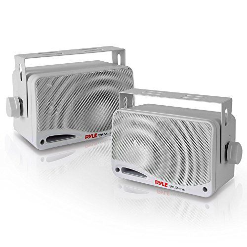  Pyle Outdoor Waterproof Wireless Bluetooth Speaker - 3.5 Inch Pair 3-way Active Passive Weatherproof Wall, Ceiling Mount Dual Speakers System w/ Heavy Duty Grill, Patio, Indoor Use - Py