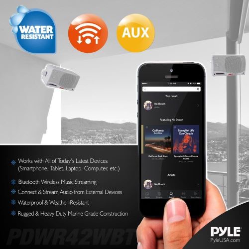  Pyle Outdoor Waterproof Wireless Bluetooth Speaker - 3.5 Inch Pair 3-way Active Passive Weatherproof Wall, Ceiling Mount Dual Speakers System w/ Heavy Duty Grill, Patio, Indoor Use - Py