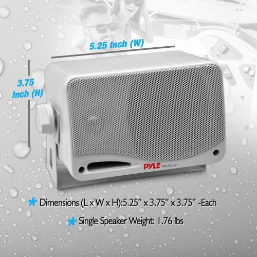  Pyle Outdoor Waterproof Wireless Bluetooth Speaker - 3.5 Inch Pair 3-way Active Passive Weatherproof Wall, Ceiling Mount Dual Speakers System w/ Heavy Duty Grill, Patio, Indoor Use - Py