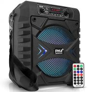 Pyle Portable Bluetooth PA Speaker System - 300W Rechargeable Outdoor Bluetooth Speaker Portable PA System w/ 8” Subwoofer, AUX, Microphone in, Party Lights, MP3/USB, Radio, Remote - Py