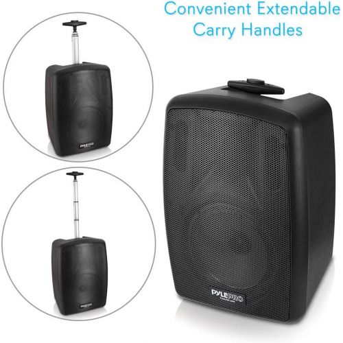  Pyle Wireless Portable PA Speaker System - 360W Bluetooth Compatible Battery Powered Rechargeable Outdoor DJ sound Speaker Microphone Set with MP3 USB SD FM Radio RCA 1/4 Mic In Wheels