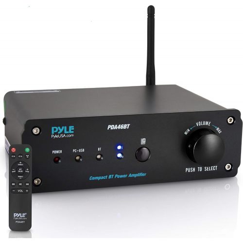  Pyle 100W Bluetooth Audio Stereo Amplifier - 110/240V, 2 Ch.Pro Audio Desktop Amp w/ Direct-to-Computer Connection via USB Port & Hi-Fi System/TWS Function, w/ Rotary Volume Control - P