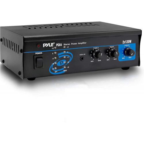  Pyle 2x120 Watt Home Audio Speaker Power Amplifier - Portable Dual Channel Surround Sound Stereo Receive