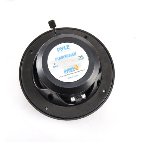  6.5” Dual Waterproof Marine Speakers - 250W Outdoor Car/Boat Radio Stereo Speakers Waterproof/Weather Proof Marine Stereo Speakers System Pair LED Mount Speaker Wire Grill - Pyle P