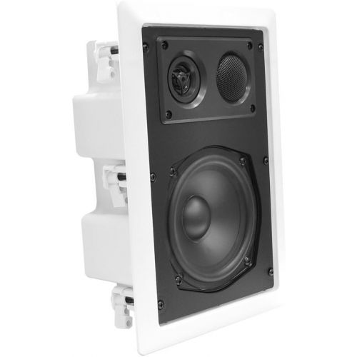  Pyle Ceiling Wall Mount Enclosed Speaker - 400 Watt Stereo In-wall / In-ceiling 8 Enclosed Full Range Deep Bass Speaker System - 50Hz-20kHz Frequency Response, 4-8 Ohm, Flush Mount - Py