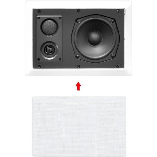  Pyle Ceiling Wall Mount Enclosed Speaker - 400 Watt Stereo In-wall / In-ceiling 8 Enclosed Full Range Deep Bass Speaker System - 50Hz-20kHz Frequency Response, 4-8 Ohm, Flush Mount - Py
