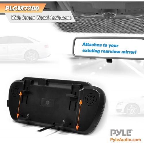  Pyle Backup Car Camera & Rear View Mirror Monitor Screen System-Parking & Reverse Safety Distance Scale Lines, Waterproof & Night Vision Cam with IR LED Lights, 7 LCD Display for V