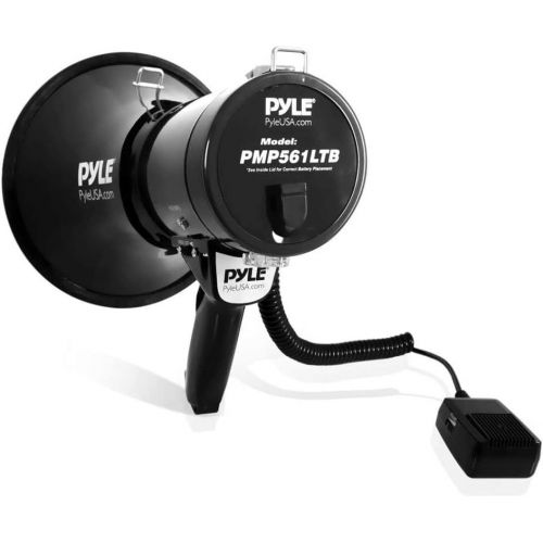  Pyle Portable PA Megaphone Speaker with Built-in Rechargeable Battery, LED Lights, Siren Alarm Mode & Adjustable Volume Control Black (2 Pack)