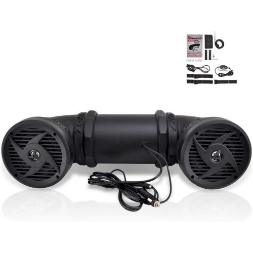  Pyle Waterproof Marine ATV Powered Speakers - 500W UTV Bluetooth Sound System All-Terrain Sound ATV Speakers w/ AUX 3.5mm, 6.5” Dual Audio Sound System for Car, Boat, Golf Carts & Jetsk