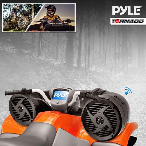  Pyle Waterproof Marine ATV Powered Speakers - 500W UTV Bluetooth Sound System All-Terrain Sound ATV Speakers w/ AUX 3.5mm, 6.5” Dual Audio Sound System for Car, Boat, Golf Carts & Jetsk