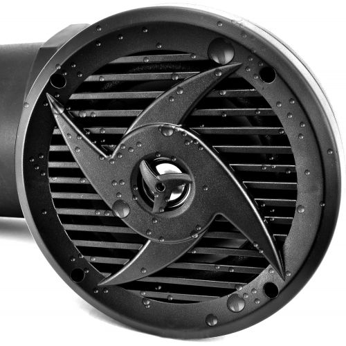  Pyle Waterproof Marine ATV Powered Speakers - 500W UTV Bluetooth Sound System All-Terrain Sound ATV Speakers w/ AUX 3.5mm, 6.5” Dual Audio Sound System for Car, Boat, Golf Carts & Jetsk