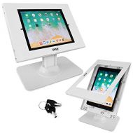 Anti Theft Tablet Security Stand - Table Mount Desktop Ipad Kiosk Stand w/Lock and Key Mechanism, 90° Rotate 75° Tilt - iPad, Ipad Air, Ipad Pro, Samsung Galaxy Tab A (2021) - Pyle