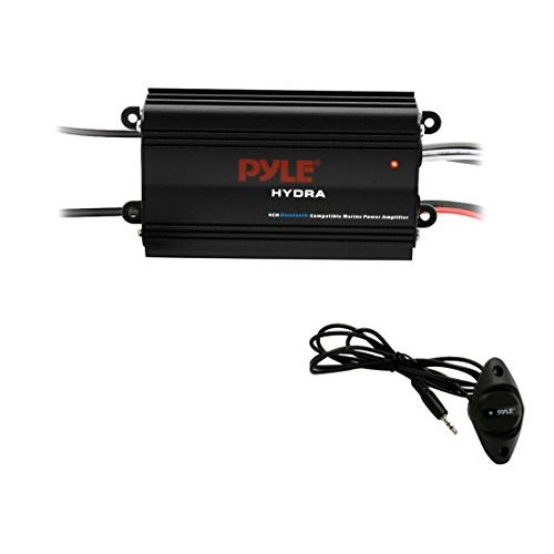  Pyle Auto 4-Channel Marine Amplifier - 200 Watt RMS 4 OHM Full Range Stereo with Wireless Bluetooth & Powerful Prime Speaker - High Crossover HD Music Audio Multi Channel System PL