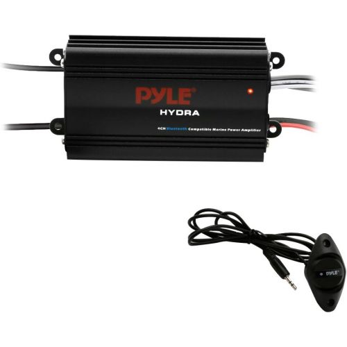  Pyle Auto 4-Channel Marine Amplifier - 200 Watt RMS 4 OHM Full Range Stereo with Wireless Bluetooth & Powerful Prime Speaker - High Crossover HD Music Audio Multi Channel System PL