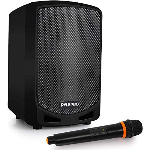  Pyle Portable Bluetooth PA Speaker System - Indoor Outdoor Karaoke Sound System w/Wireless Mic, Audio Recording, Rechargeable Battery, USB/SD Reader, Stand Mount, for Party, Crowd Contr