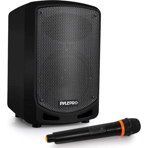  Pyle Portable Bluetooth PA Speaker System - Indoor Outdoor Karaoke Sound System w/Wireless Mic, Audio Recording, Rechargeable Battery, USB/SD Reader, Stand Mount, for Party, Crowd Contr