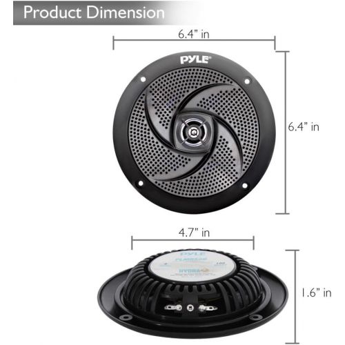  Pyle Marine Speakers - 5.25 Inch Low Profile Slim Style Waterpro Outdoor Audio Stereo Sound System - 1 Pair in Black, White & Marine Bluetooth Stereo Radio - 12v Single DIN Radio R