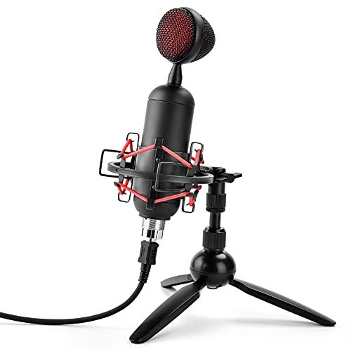  Pyle Professional USB Cardioid Condenser Microphone - Audio Mic w/USB Cable, Built-in Pop Filter, Adjustable Desktop Stand - for Gaming PS4, Streaming, Podcasting, Studio, YouTube