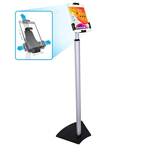  Anti-Theft Adjustable Tablet Security Stand - Metal Floor Mount Tablet Holder w/Lock, 360 ° Rotation, Works w/iPad Mini, Kindle Fire HD, Samsung Galaxy, Android Tablets - Pyle PSPA