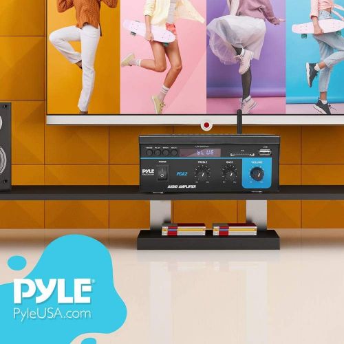  Pyle PCA2 Powerful 80 Watt Compact Mini Dual Channel Intelligent Stereo Sound Speaker Amplifier Receiver Box Home Audio System (2 Pack)