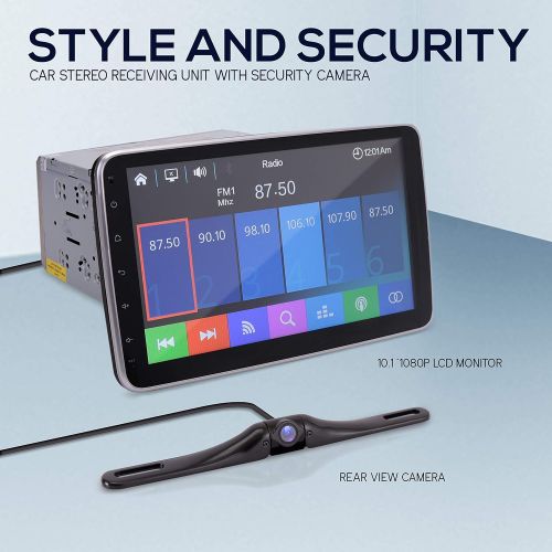  Pyle 10.1-Inch Single DIN Car Stereo - Bluetooth Indash Car Stereo Touch Screen Receiver Head Unit with Backup Camera, USB, AM FM Radio, Steering Wheel Control, Hands-Free Call, Phone L