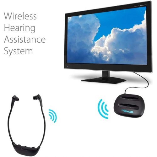  Dual Infrared Hearing Assistance System - Wireless Hearing Aid Amplifier Headset, Noise Reducing, Voice Clarifying, Works with All TVs, Universal Size, Rechargeable Battery - PyleH