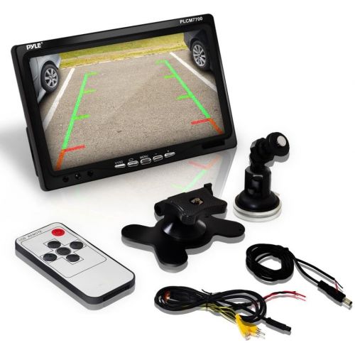  Pyle Backup Rear View Car Camera Screen Monitor System - Parking & Reverse Safety Distance Scale Lines, Waterproof, Night Vision, 170° View Angle, 7 LCD Video Color Display for Veh