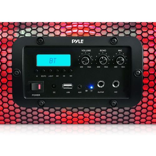  Pyle Portable Wireless BoomBox Stereo Rechargeable Speaker System with App Controlled LED Beats Party Lights, Bluetooth and NFC, Microphone Input, AUX for MP3 Player, USB Reader, F