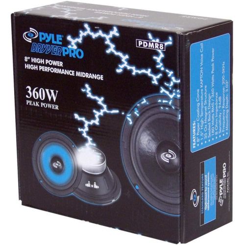  4) Pyle Pro 8 Inch 360 Watt 8-Ohm Black Driver Mid Range Audio Speakers PDMR8