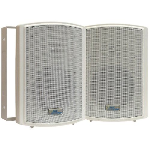  Pyle PDWR63 Dual Waterproof Outdoor Speaker System - 6.5 Inch Pair of Weatherproof Wall or Ceiling Mounted White Speakers w/Heavy Duty Grill, Universal Mount - for Use in The Pool,