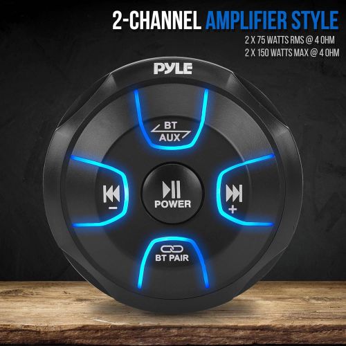  Pyle Amplified Wireless BT Audio Controller - Waterproof-Rated Marine Receiver Remote Control for Car, Truck, Boat, 4x4, PowerSport Vehicles (800 Watt) (PLMRBT19)