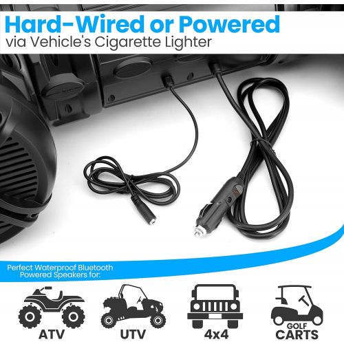  Pyle Marine ATV Powered Speakers - 4.0 Wireless Bluetooth, 1000Watt, Color Changing LED Lights, IP44 Waterproof, 6.5“ Dual Audio Sound System for UTV, Golf Carts, Jetski and Snowmo