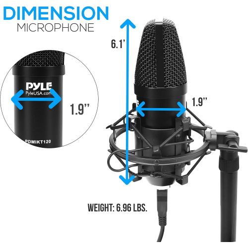  Pyle USB Microphone Podcast Recording Kit - Audio Cardioid Condenser Mic w/Desktop Stand and Pop Filter - for Gaming PS4, Streaming, Podcasting, Studio, YouTube, Works w/Windows Mac PC