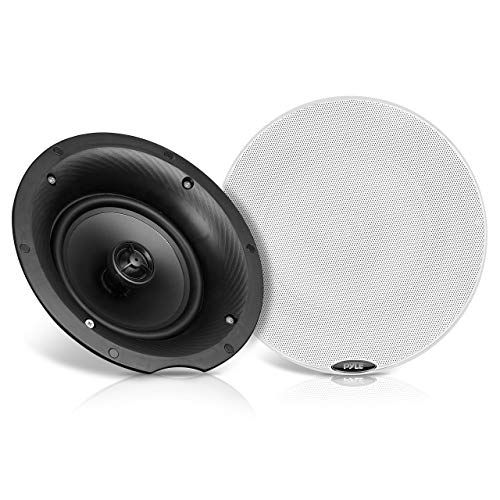  Pyle Pair 8.0” Bluetooth Universal Flush Mount In-wall In-ceiling 2-Way Speaker System Dual Polypropylene Cone & Polymer Tweeter Stereo Sound 400 Watts (PDICBT87) , Black