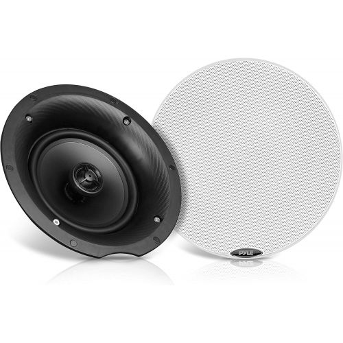  Pyle Pair 8.0” Bluetooth Universal Flush Mount In-wall In-ceiling 2-Way Speaker System Dual Polypropylene Cone & Polymer Tweeter Stereo Sound 400 Watts (PDICBT87) , Black