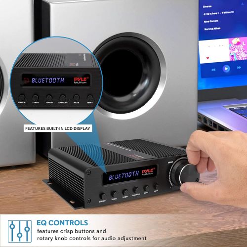  Wireless Bluetooth Home Audio Amplifier - 100W 5 Channel Home Theater Power Stereo Receiver, Surround Sound w/ HDMI, AUX, FM Antenna, Subwoofer Speaker Input, 12V Adapter - Pyle PF