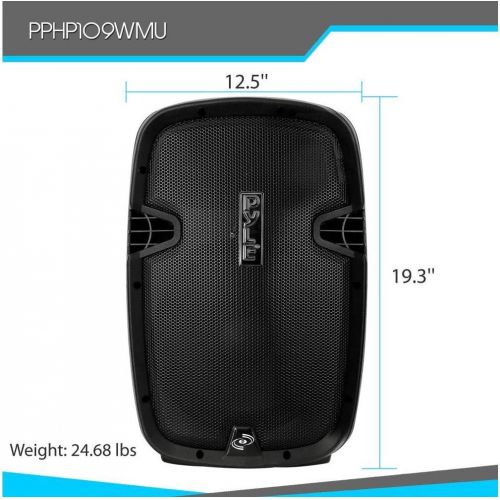  Pyle Wireless Portable PA Speaker System - 1000W Rechargeable Battery Powered Bluetooth Compatible Active Outdoor Speaker - USB SD MP3 AUX RCA FM Radio - 35mm Mount Microphone Transmitt