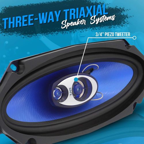  Pyle 3-Way Universal Car Stereo Speakers - 300W 4 x 10 Triaxial Loud Pro Audio Car Speaker Universal OEM Quick Replacement Component Speaker Vehicle Door/Side Panel Mount Compatible - P