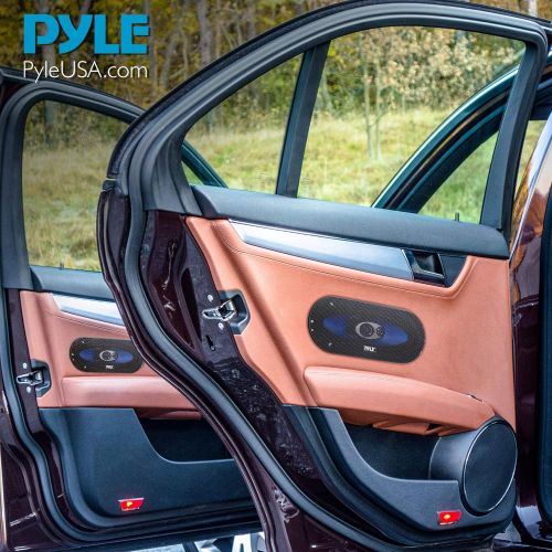  Pyle 3-Way Universal Car Stereo Speakers - 300W 4 x 10 Triaxial Loud Pro Audio Car Speaker Universal OEM Quick Replacement Component Speaker Vehicle Door/Side Panel Mount Compatible - P