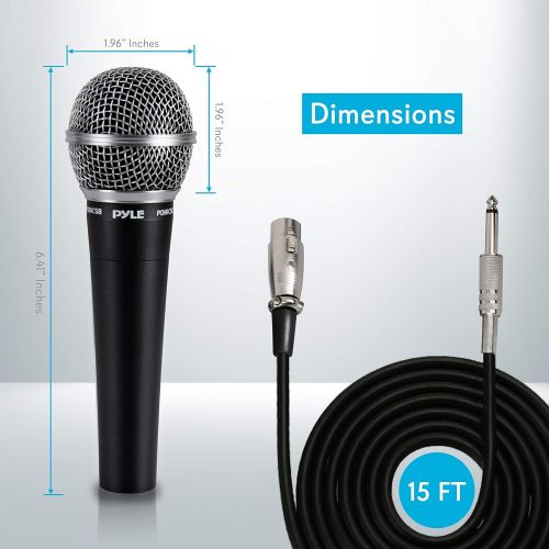  Pyle-Pro Includes 15ft XLR Cable to 1/4 Audio Connection, Connector, Black, 10.10in. x 5.00in. x 3.30in. (PDMIC58)