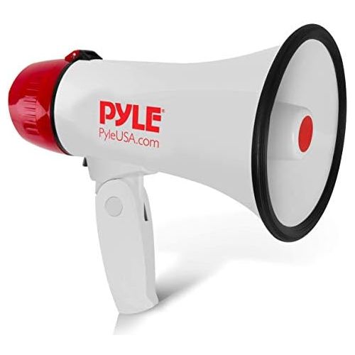  Pyle Megaphone Speaker PA Bullhorn - 20 Watts & Adjustable Vol Control w/ Built-in Siren & 800 Yard Range for Football, Baseball, Hockey, Cheerleading Fans & Coaches or for Safety