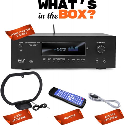  1000W Bluetooth Home Theater Receiver - 5.2-Ch Surround Sound Stereo Amplifier System with 4K Ultra HD, 3D Video & Blu-Ray Video Pass-Through Supports, MP3/USB/AM/FM Radio - Pyle P