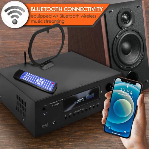  1000W Bluetooth Home Theater Receiver - 5.2-Ch Surround Sound Stereo Amplifier System with 4K Ultra HD, 3D Video & Blu-Ray Video Pass-Through Supports, MP3/USB/AM/FM Radio - Pyle P